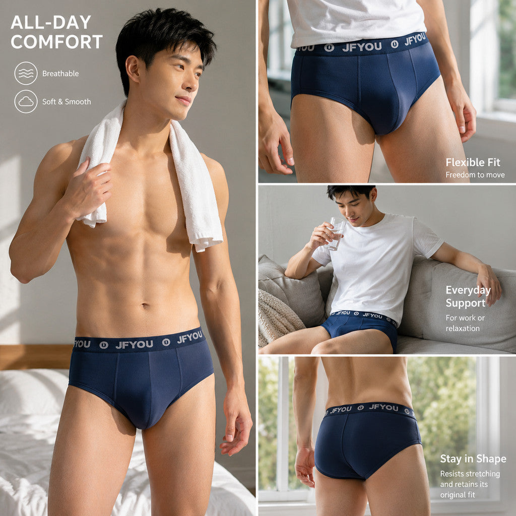 JFYOU Ice Silk Quick Dry Boxer Briefs for Men, Cooling Breathable Stretch Underwear with 3D Support Pouch