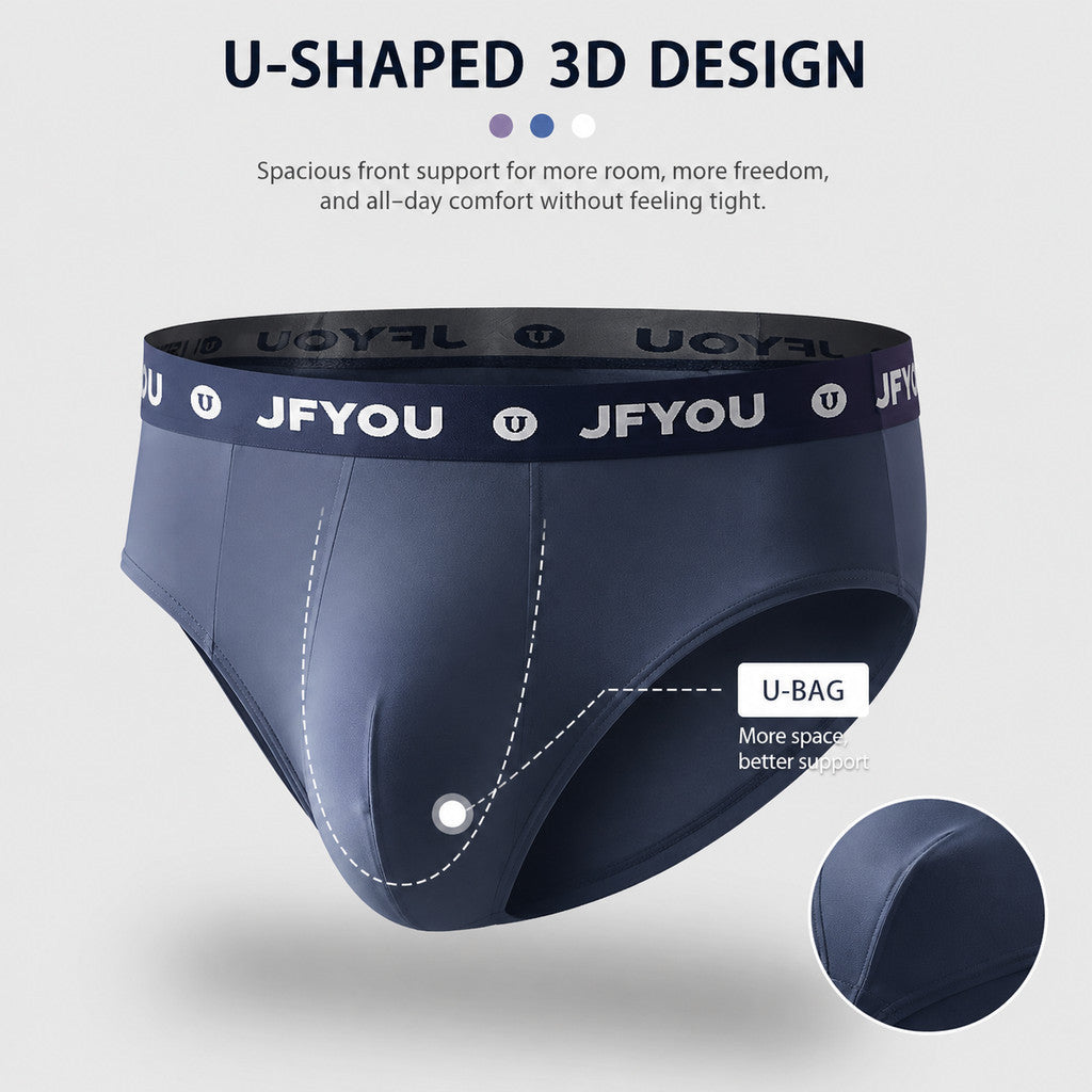 JFYOU Ice Silk Quick Dry Boxer Briefs for Men, Cooling Breathable Stretch Underwear with 3D Support Pouch