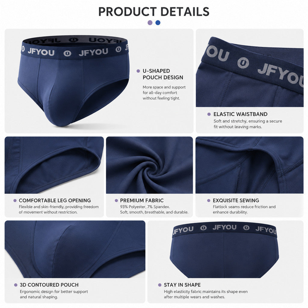 JFYOU 3D Support Pouch Ice Silk Boxer Briefs for Men Cooling Quick Dry Breathable Stretch Soft Underwear