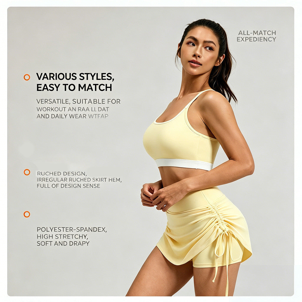 JFYOU Side Tie Design High Waist Active Skirt with Built-In Shorts Women Athletic Performance Skort