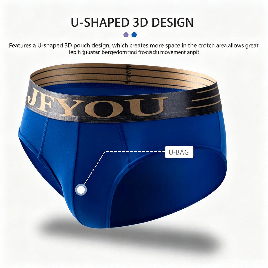 JFYOU 3D Support Pouch Men’s Cotton Briefs, Soft Stretchy Breathable Daily Underwear for Guys Sizes