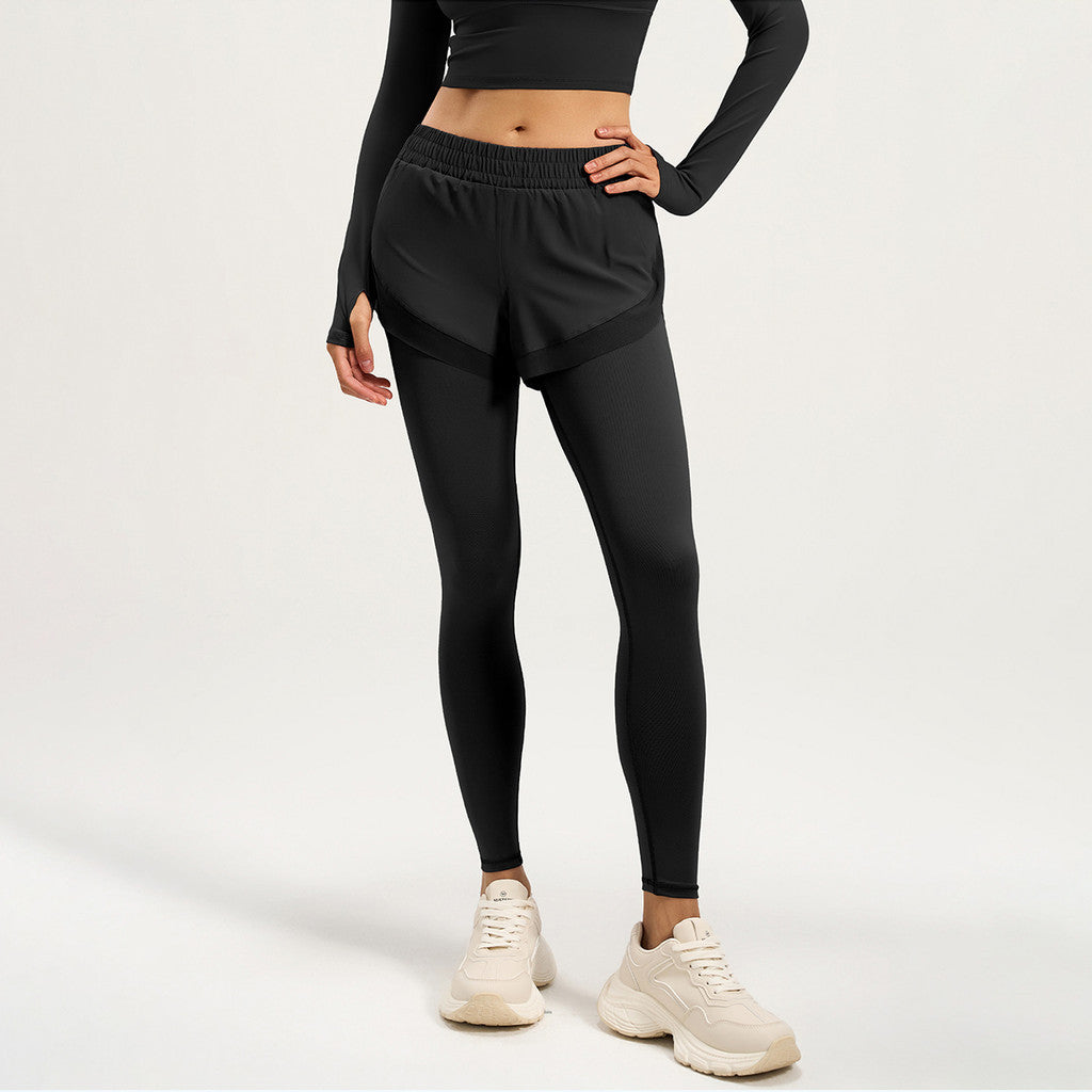 JFYOU Women's Hybrid Active Shorts Leggings | High Waist Layered Workout Tights with Phone Pocket