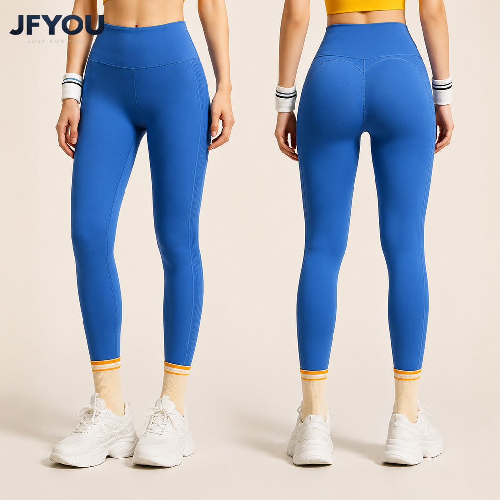 JFYOU Women's All Motion Striped Leggings Sport Legging for Yoga Running Gyn Workout