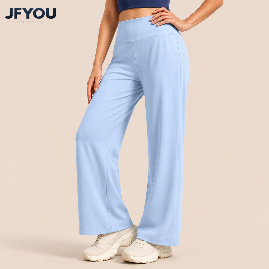 JFYOU Women's High Waist Wide Leg Yoga Pants | Soft Polyester Stretch Workout Casual Lounge Trousers