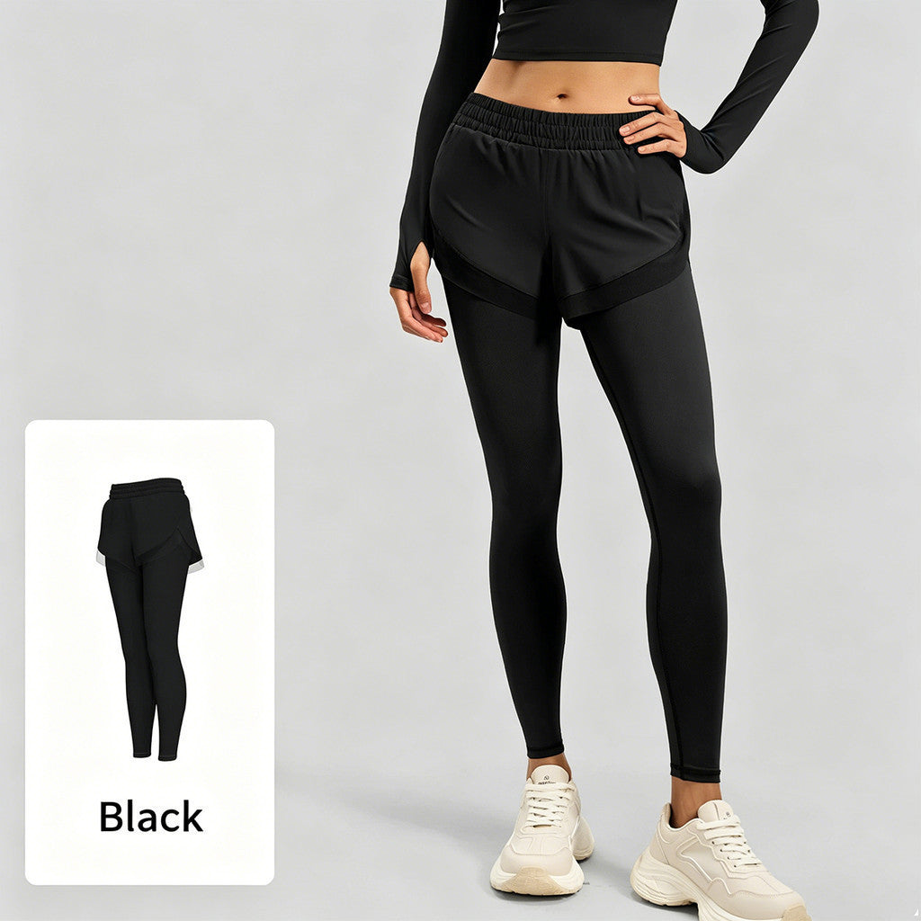 JFYOU Women's Hybrid Active Shorts Leggings | High Waist Layered Workout Tights with Phone Pocket