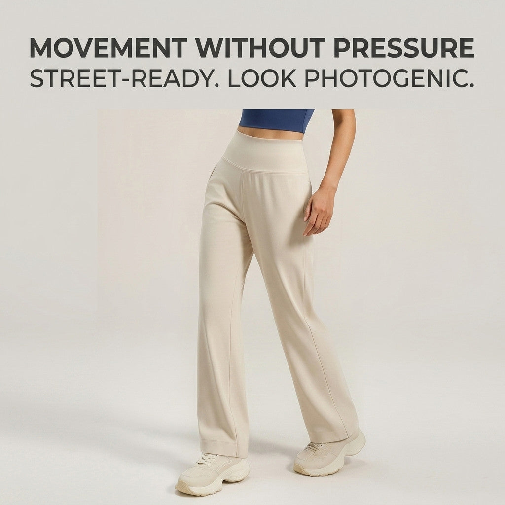 JFYOU Women's High Waist Wide Leg Lounge Pants | Soft Polyester Casual Athleisure Trousers
