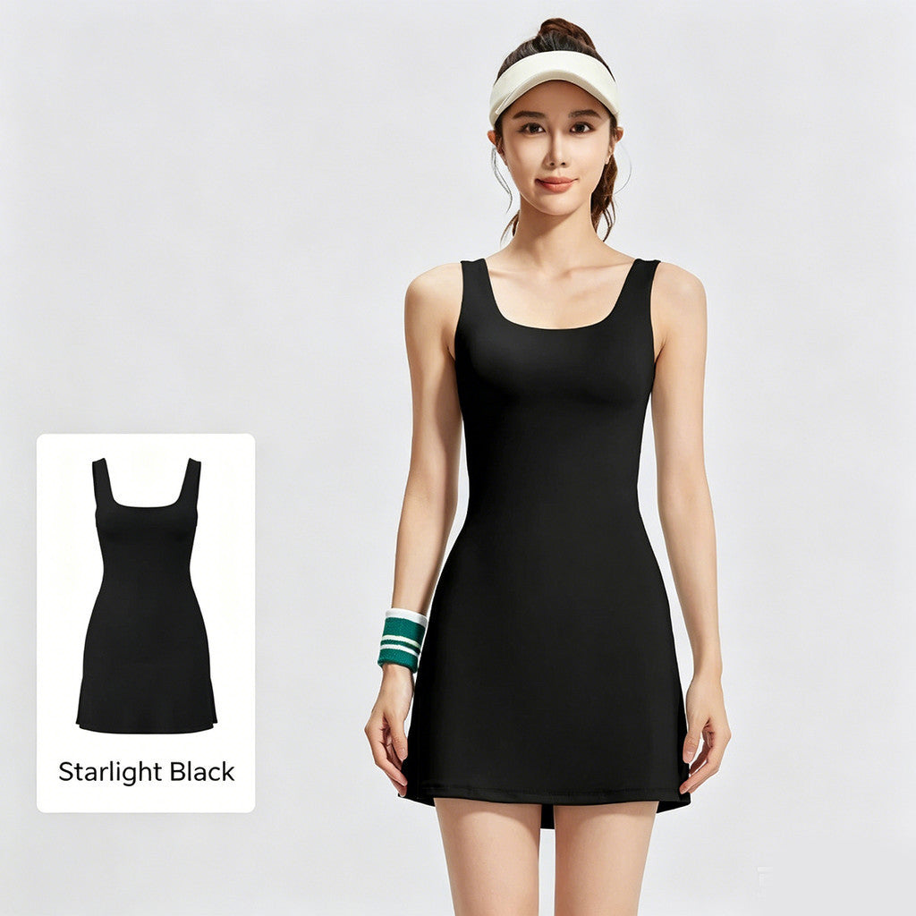 JFYOU Women's Sleeveless Active Skort Dress | Built-in Shorts Casual Sports Mini Dress