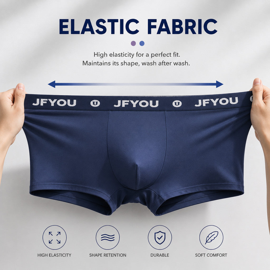 JFYOU Men's Boxer Briefs Ice Silk Cooling Underwear Soft Stretch U-Pouch Quick Dry Breathable