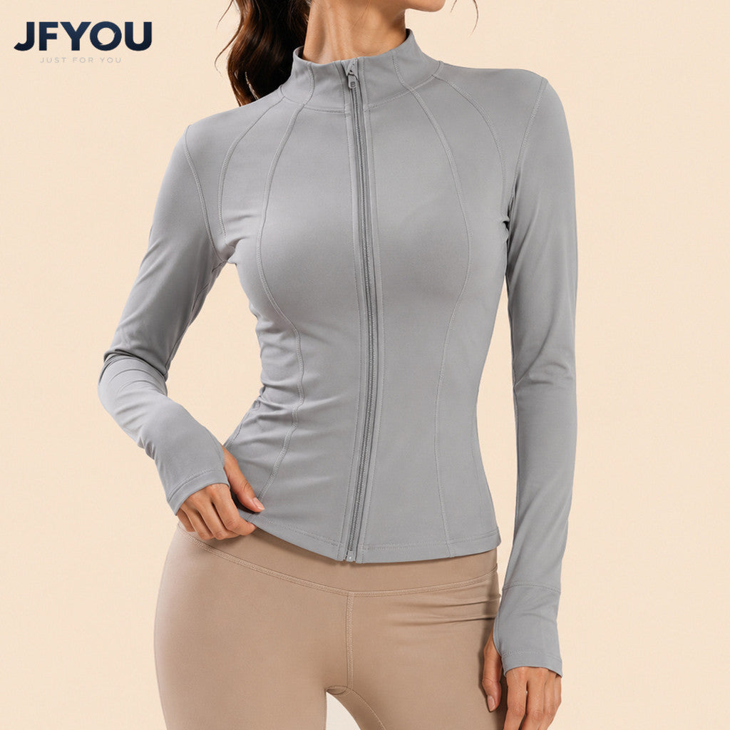 JFYOU Women's Slim Fit UV Protection Sports Jacket | Lightweight Zip Up Long Sleeve Running Yoga