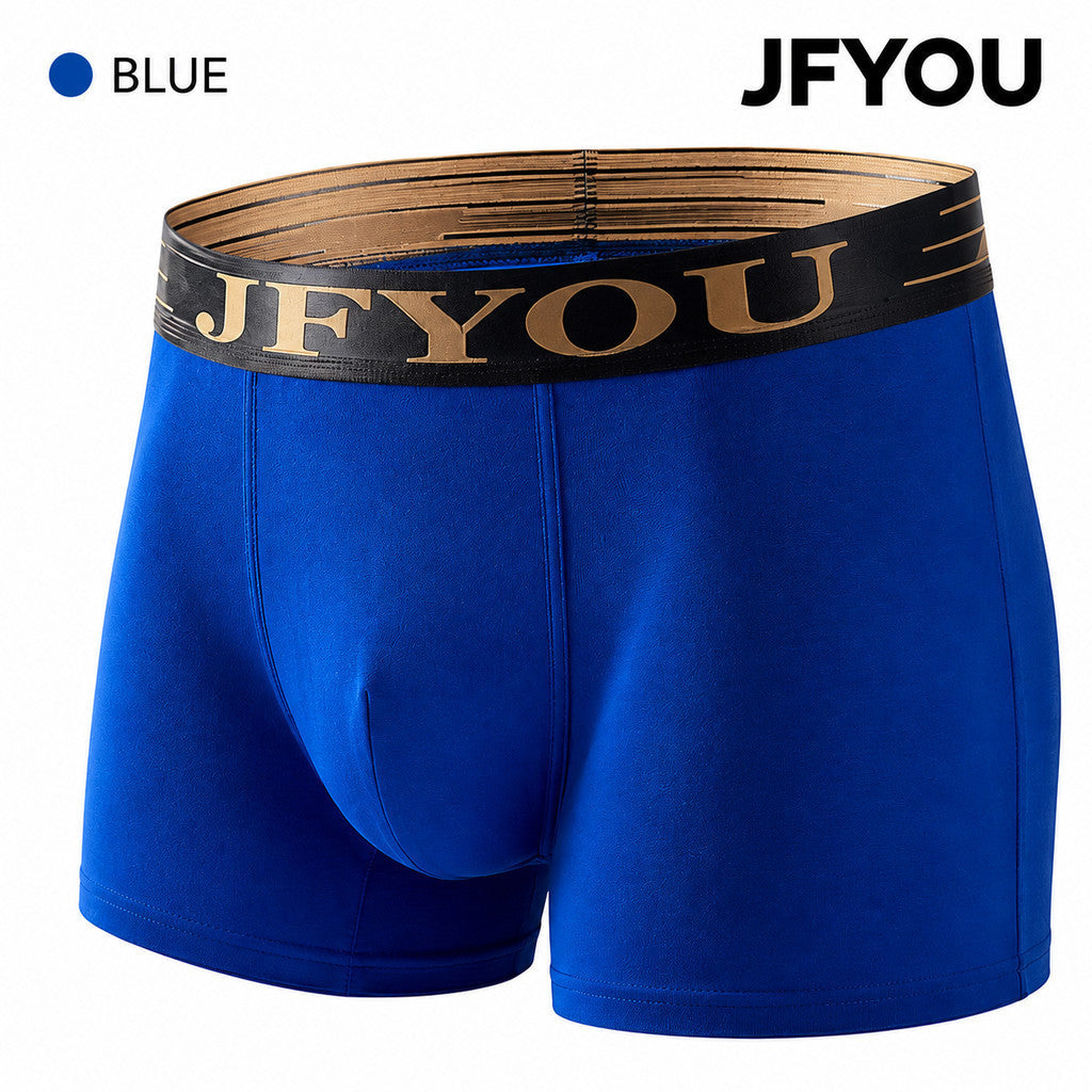JFYOU Men's Premium Cotton Boxer Briefs | Soft Breathable Underwear | 3D Comfort Pouch