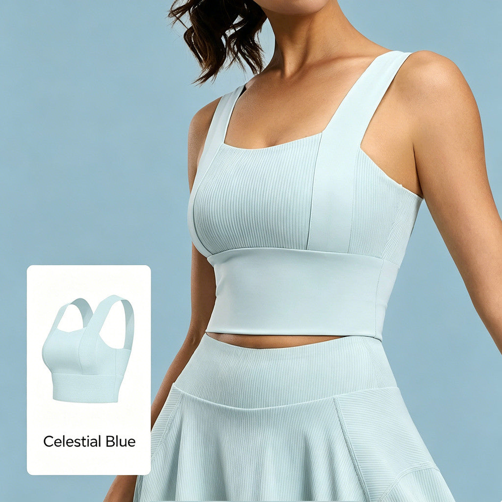 Women's Square Neck Sleeveless Tank Top with Built-in Chest Pads Casual Yoga Workout Gym