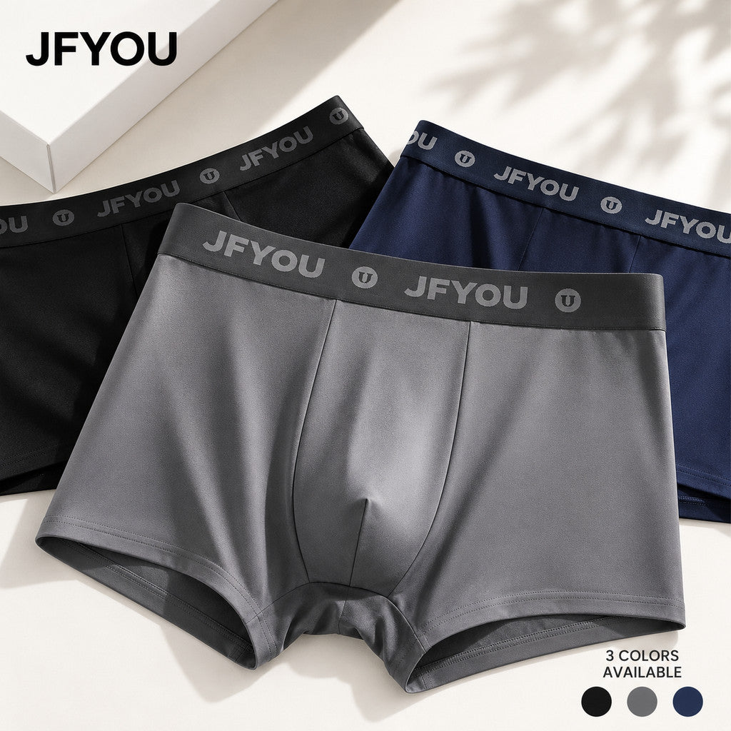 JFYOU Ice Silk Boxer Brief Men Breathable Quick Dry Stretch Underwear M-XXL