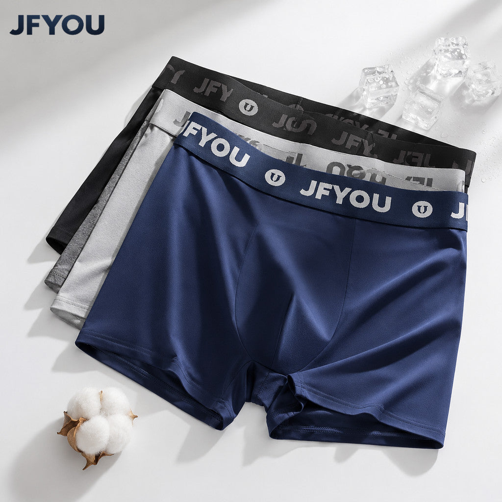 JFYOU Ice Silk Boxer Brief Men Breathable Quick Dry Stretch Underwear M-XXL