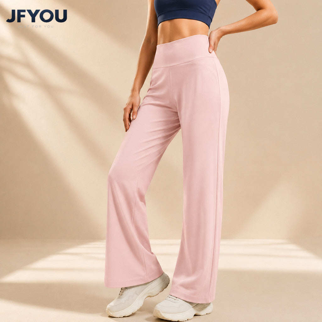 JFYOU Women's High Waist Wide Leg Lounge Pants | Soft Polyester Casual Athleisure Trousers