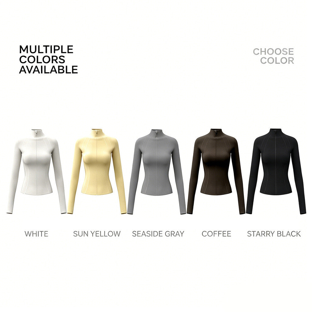 JFYOU Women's Zip-up Training Jacket UPF 50+ Sun Protection Long-sleeved Yoga Jacket with Thumbholes