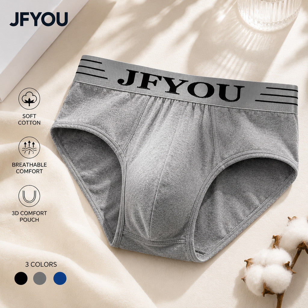 JFYOU Men's Cotton Brief Soft Breathable Stretch Underwear Everyday Comfort M-XXL