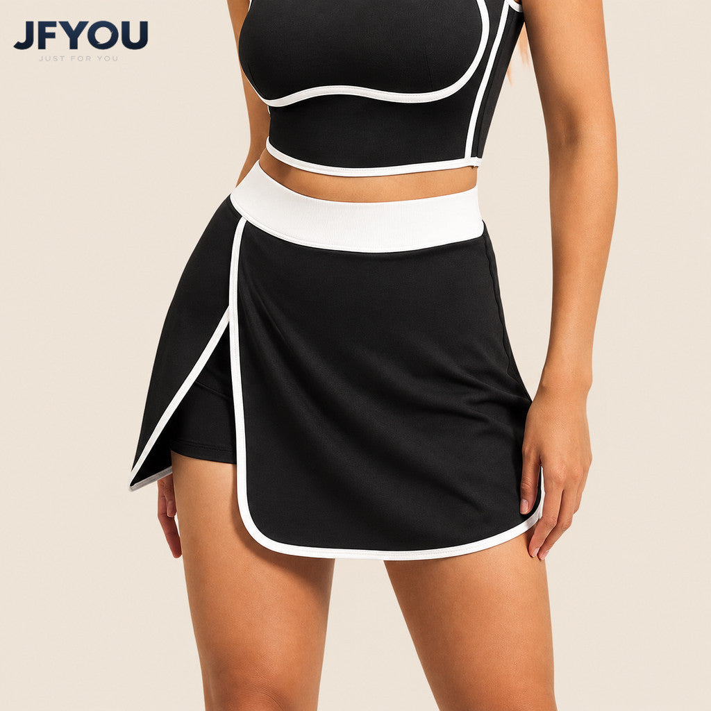 JFYOU Women's Tennis Skort with Built-in Shorts High Waist Athletic Golf Skirt Quick Dry Polyester