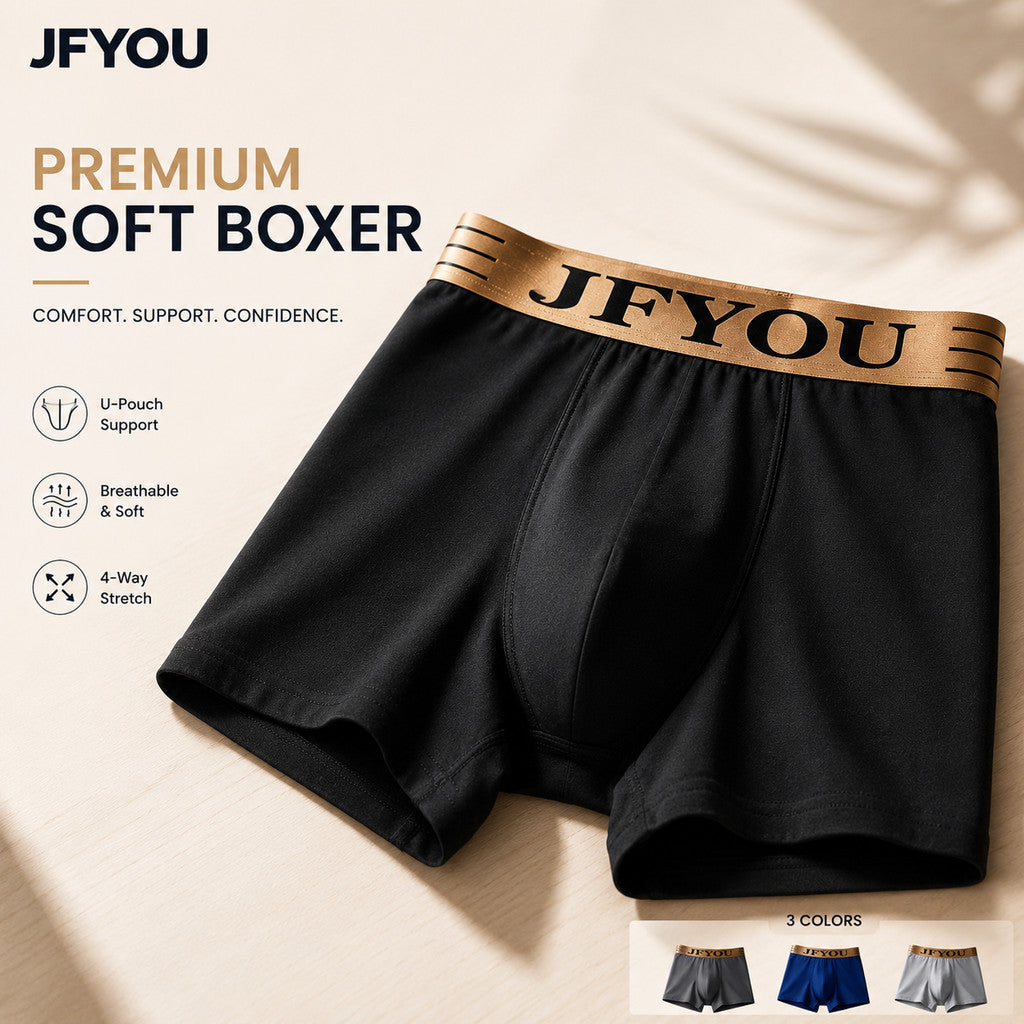 JFYOU Premium Cotton Boxer Briefs for Men | Soft Breathable Stretch Underwear | Comfortable  Boxer
