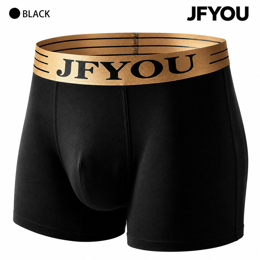 JFYOU Men's Premium Cotton Boxer Briefs | Soft Breathable Underwear | 3D Comfort Pouch