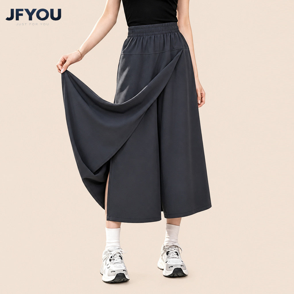 JFYOU 2-Way Convertible Skirt Pants for Women Elegant Maxi Skirt & Wide-Leg Pants in One