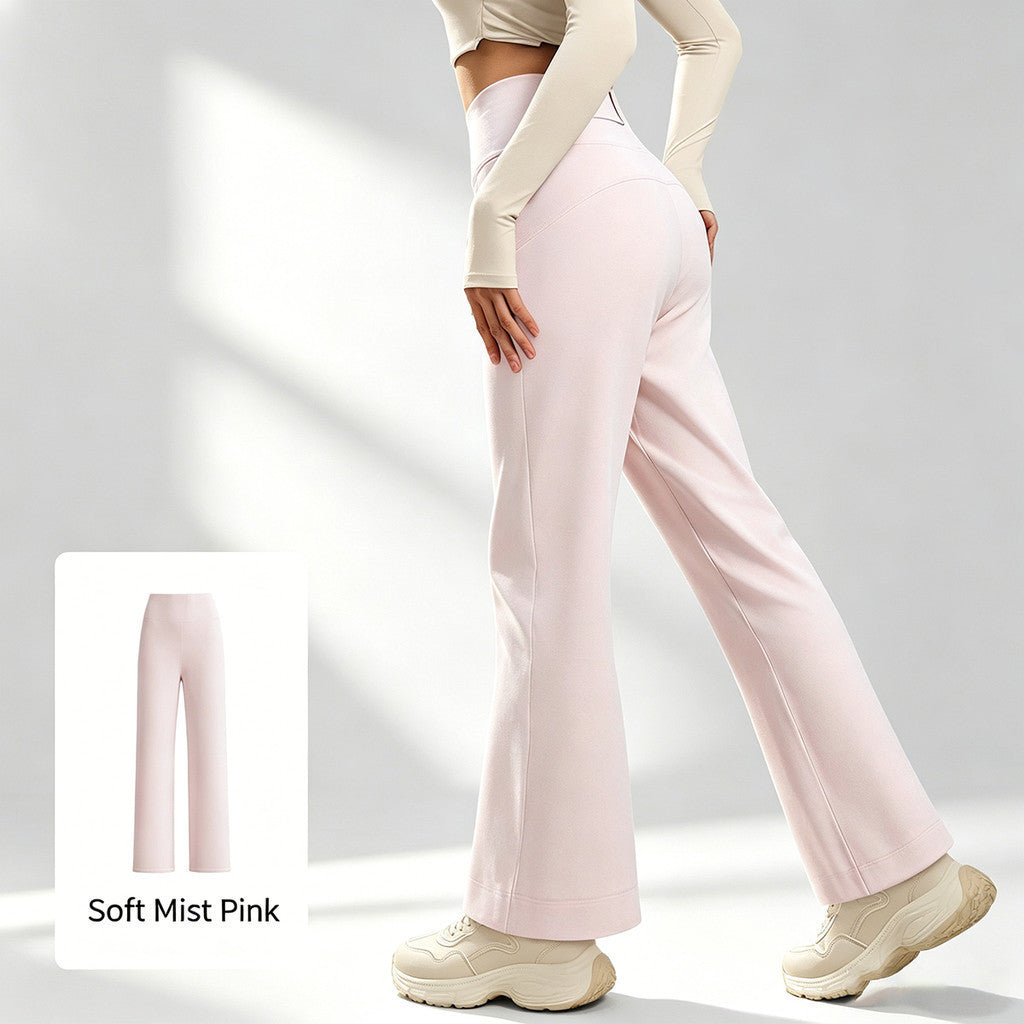 JFYOU Women's High Waist Wide Leg Pants with Hidden Back Pocket | Soft Polyester Active&Casual Wear