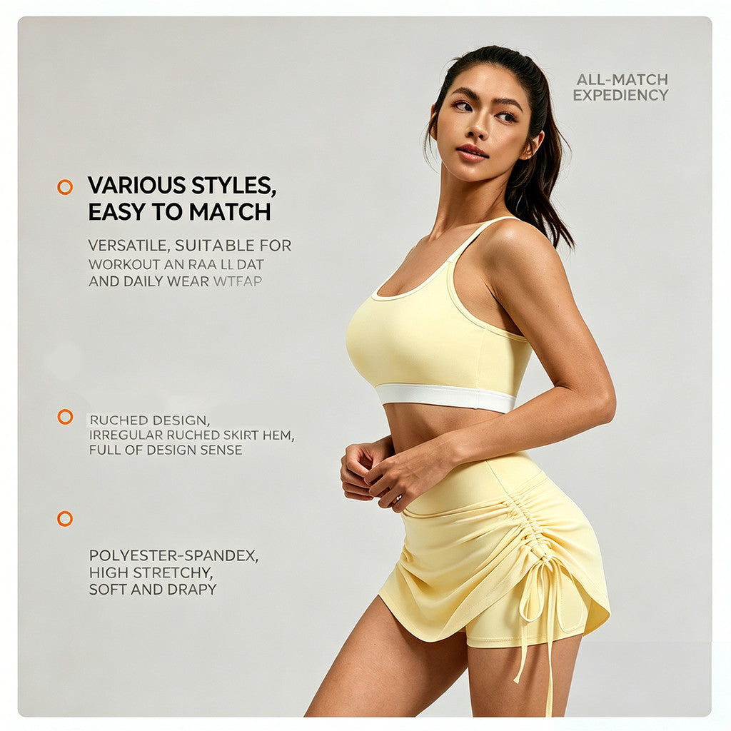JFYOU Women Double Layer 2 in 1 Sports Skort High Waist Tummy Lift Control Shorts for Volleyball Gym Training