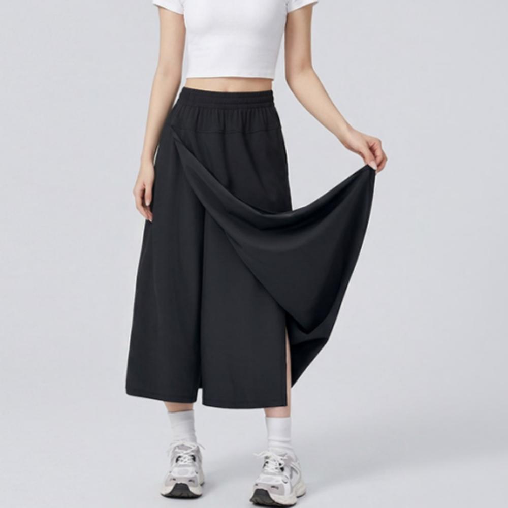 JFYOU 2-in-1 Convertible Skort Pants Women Elastic Waist Two Ways Wear Long Skirt Wide Leg Workout Yoga Trousers