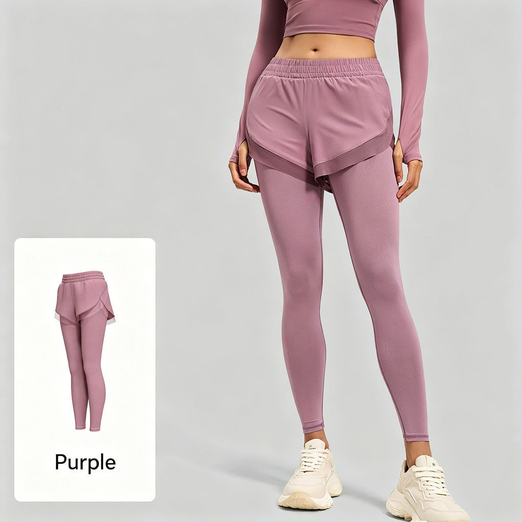 JFYOU Women's 2-in-1 Training Leggings | Layered Shorts with Phone Pocket High Waist Activewear